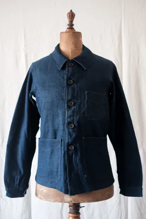 [~ 30's] Veste de travail en lin indigo vintage français Stock Dead