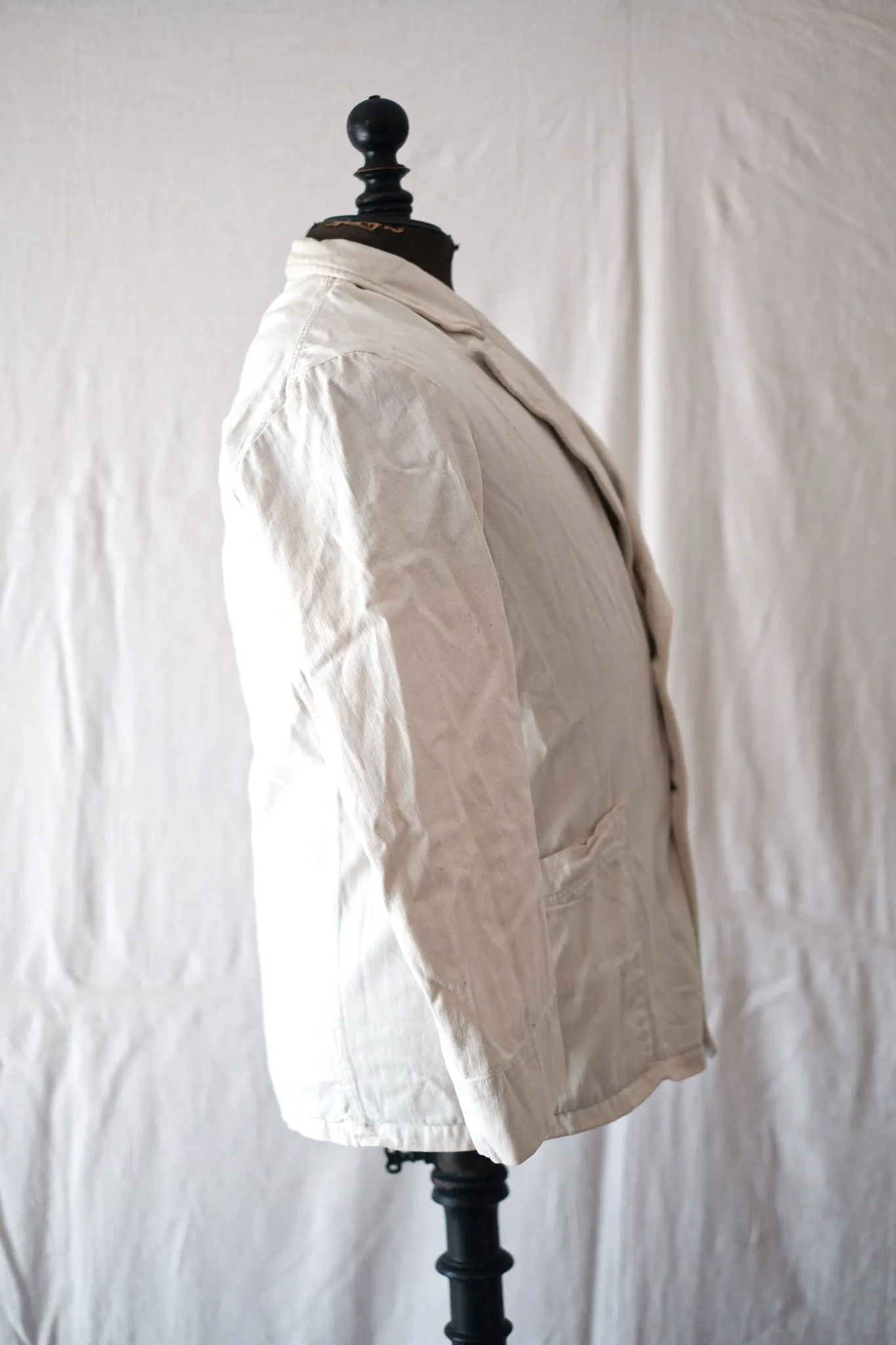 [~ 40's] Veste de serre-serre en coton blanc vintage français