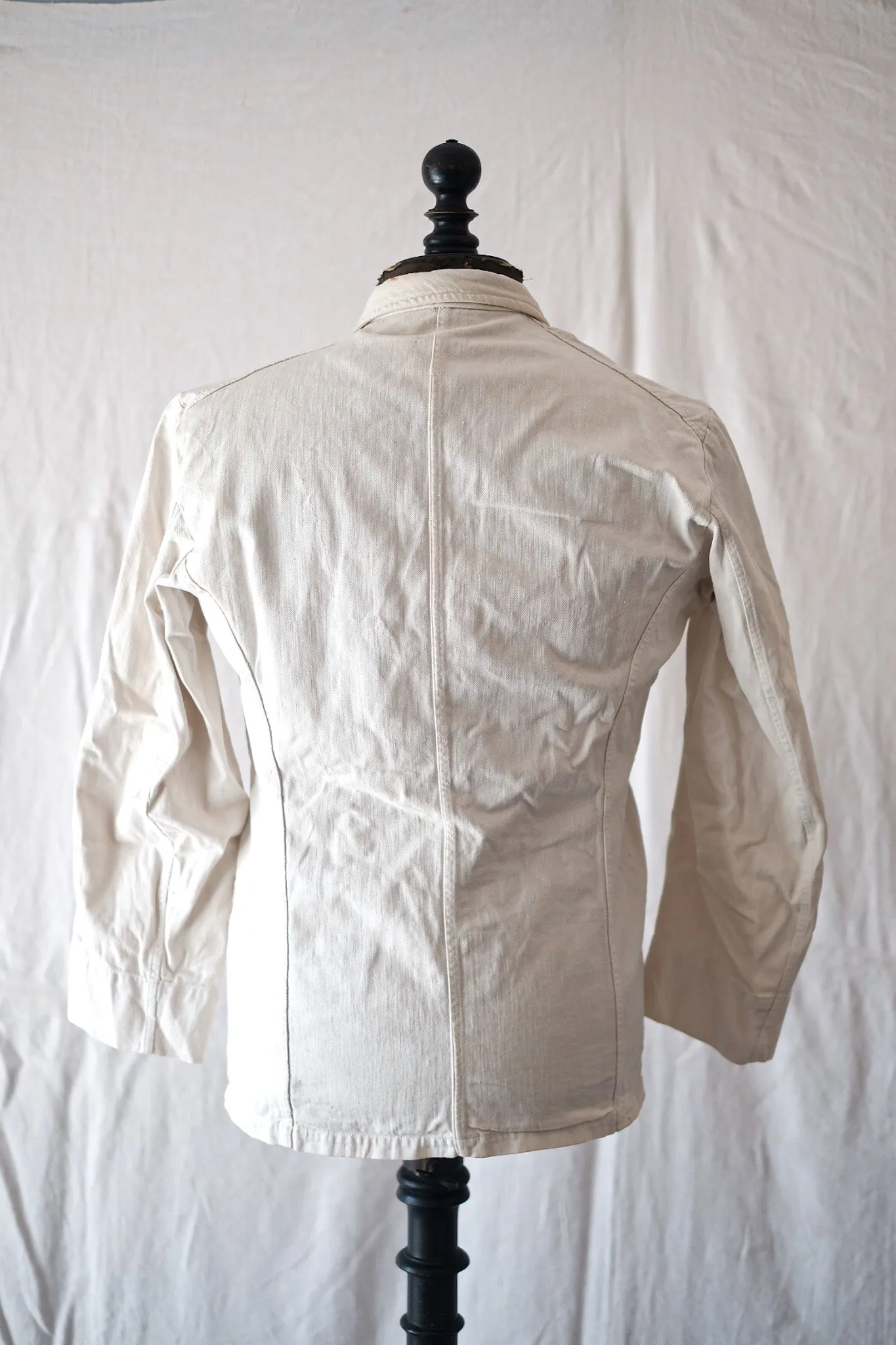 [~ 40's] Veste de serre-serre en coton blanc vintage français