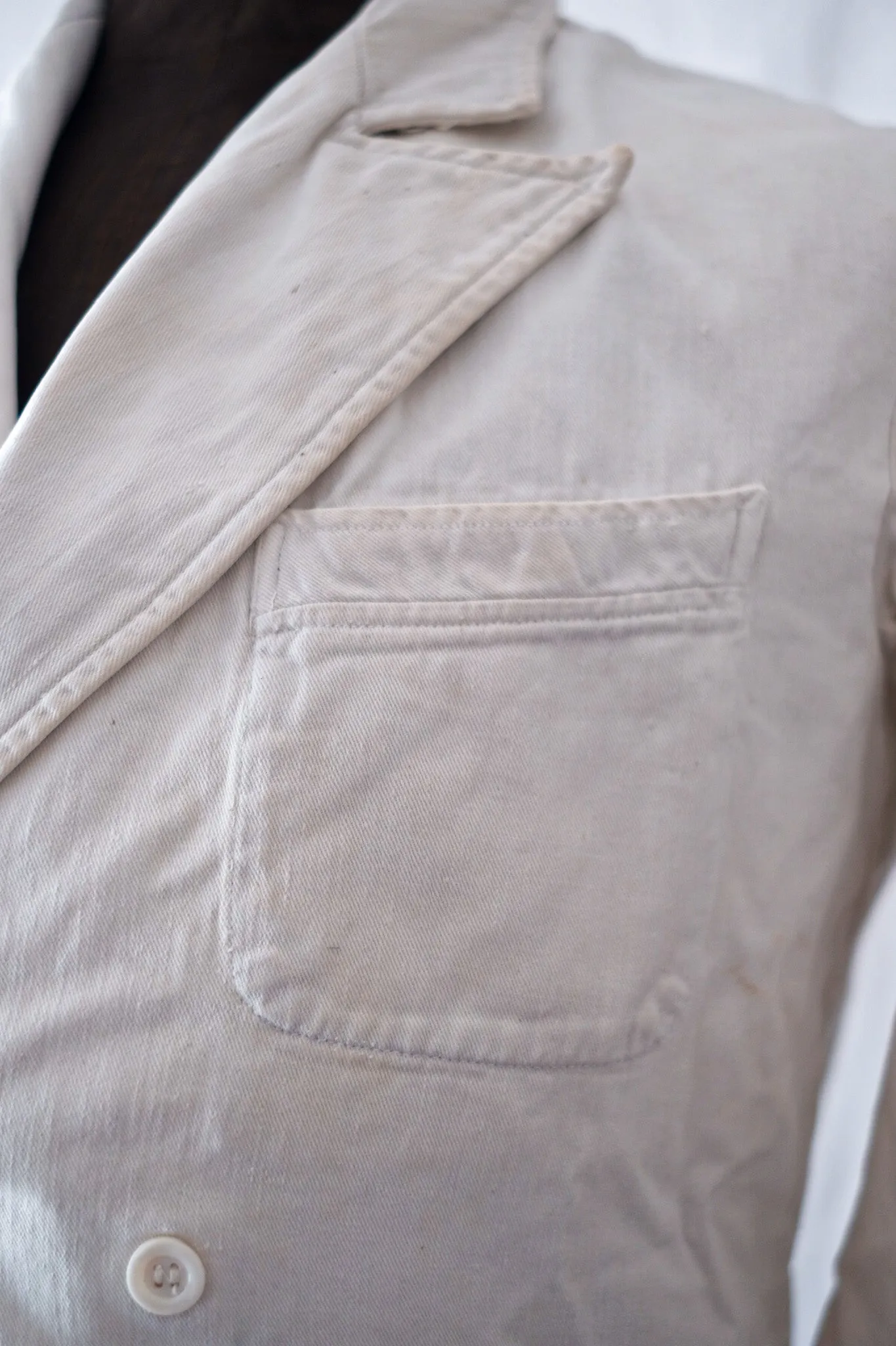 [~ 40's] Veste de serre-serre en coton blanc vintage français