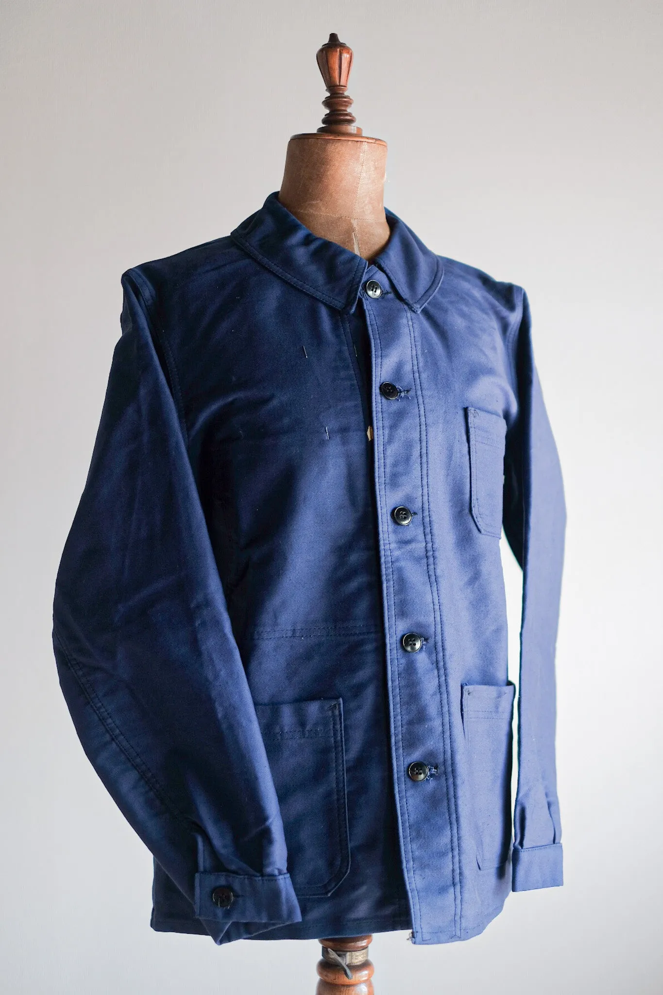 [~ 50's] Veste de travail de moleskin bleu vintage française 