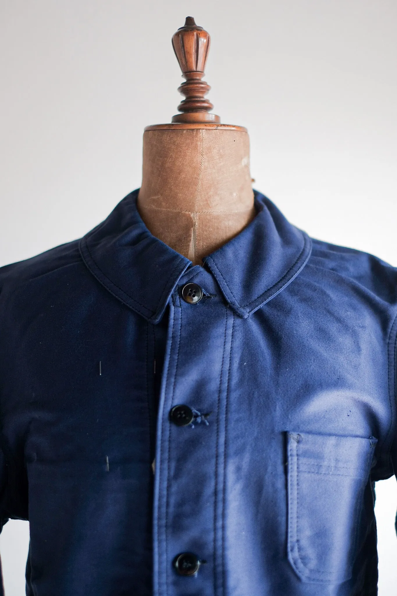 [~ 50's] Veste de travail de moleskin bleu vintage française 