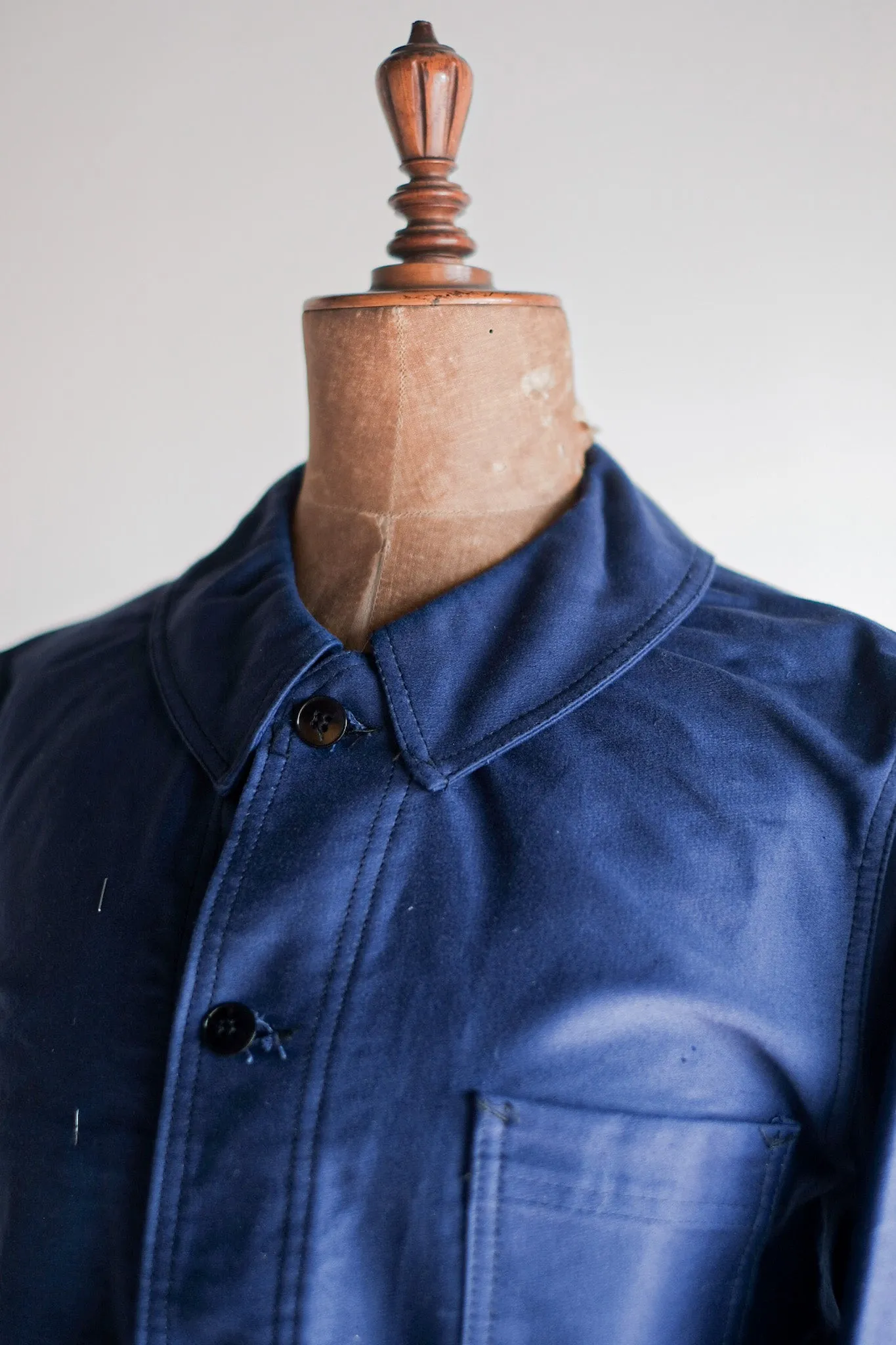 [~ 50's] Veste de travail de moleskin bleu vintage française 