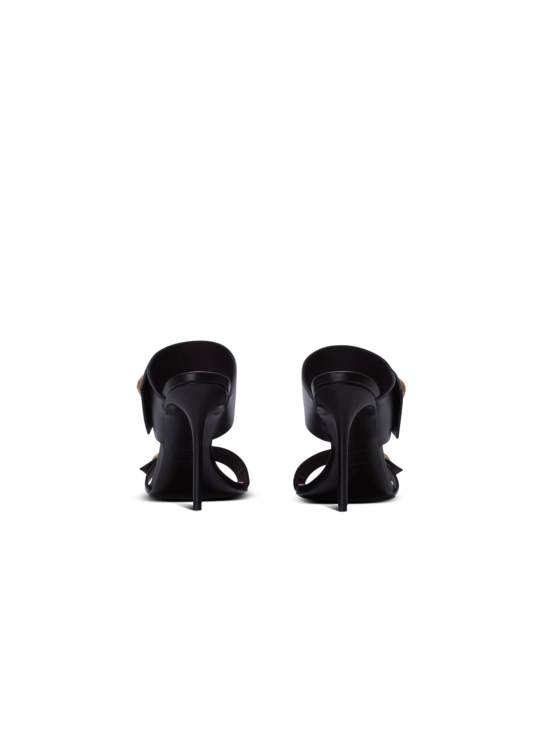 BALMAIN  Mules à talons eva en cuir de veau - Noir