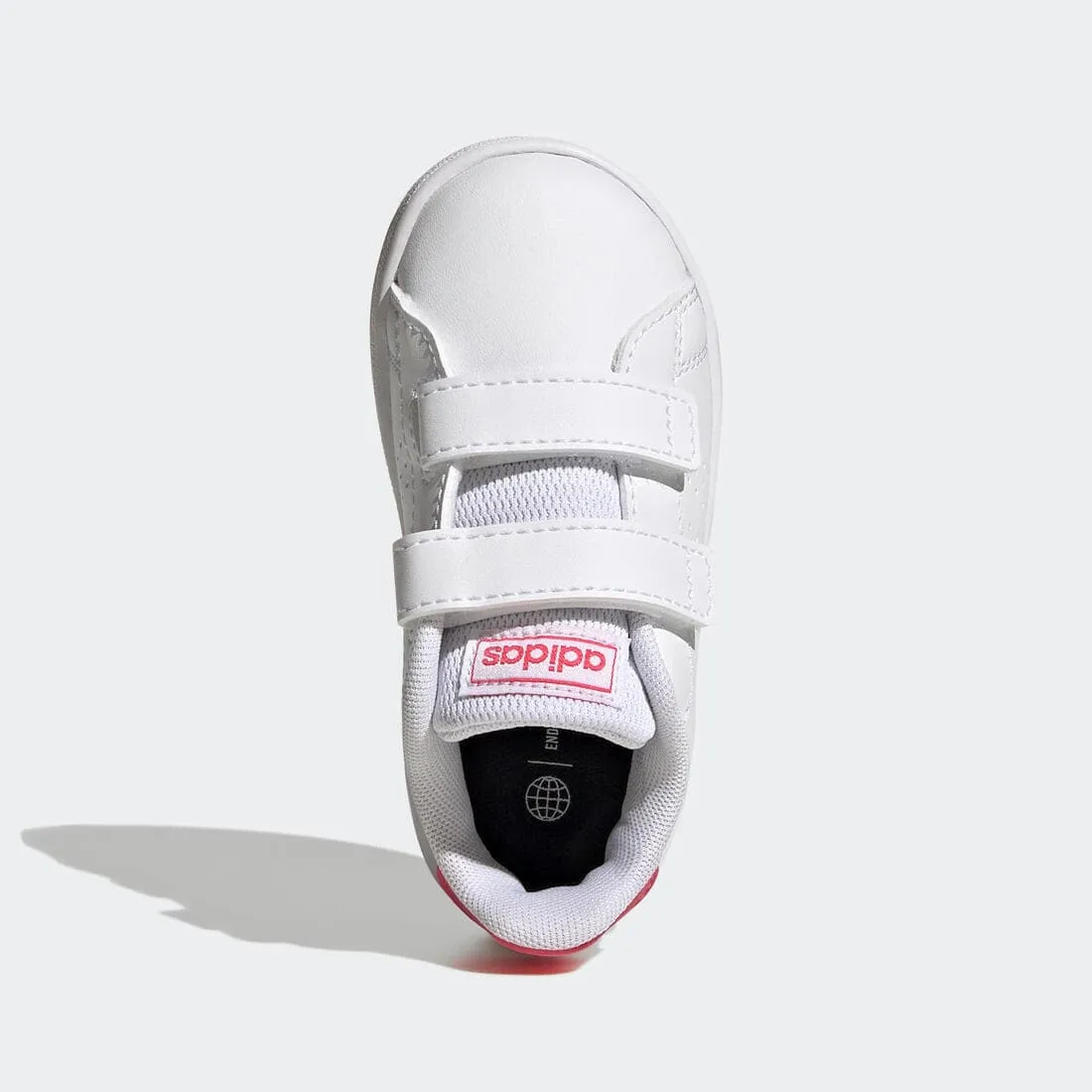 Baskets à scratch bébé - ADIDAS ADVANTAGE blanc/rose