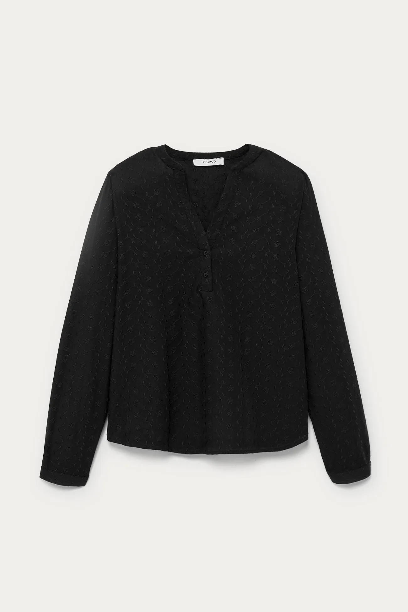 Blouse brodée unie Femme - Noir