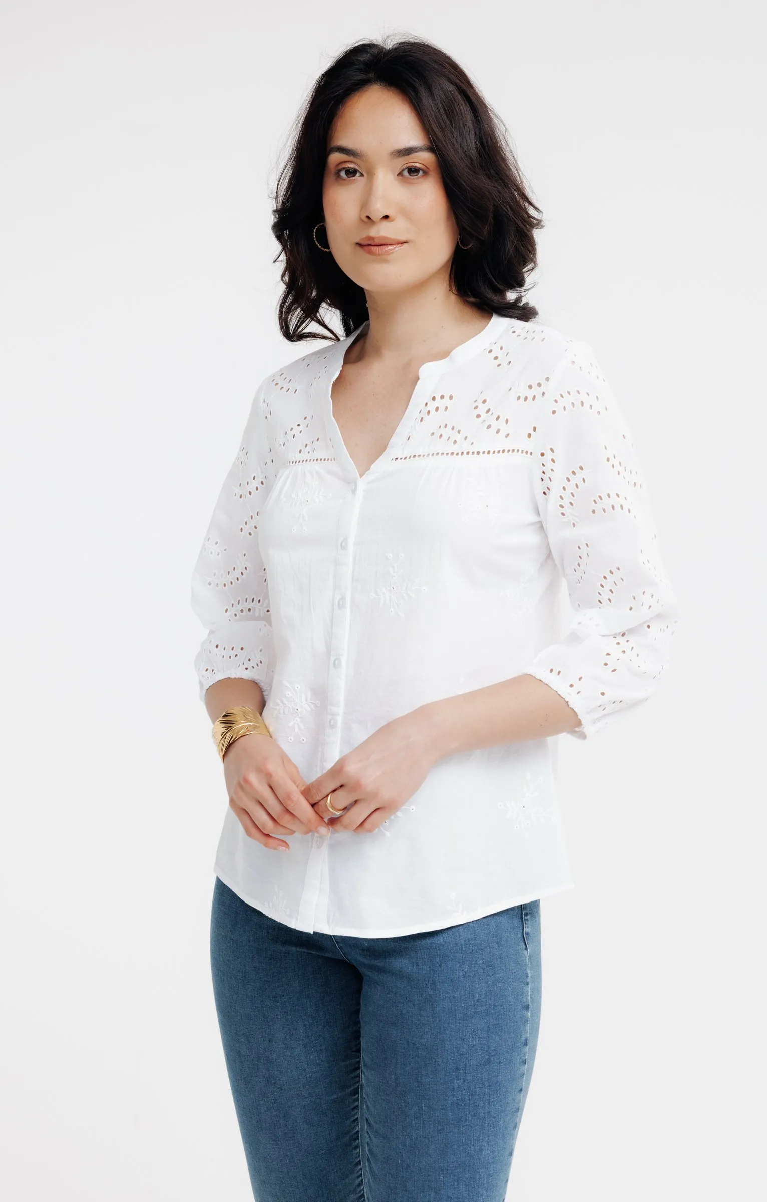 Blouse mix broderies unie  - 31,77 €