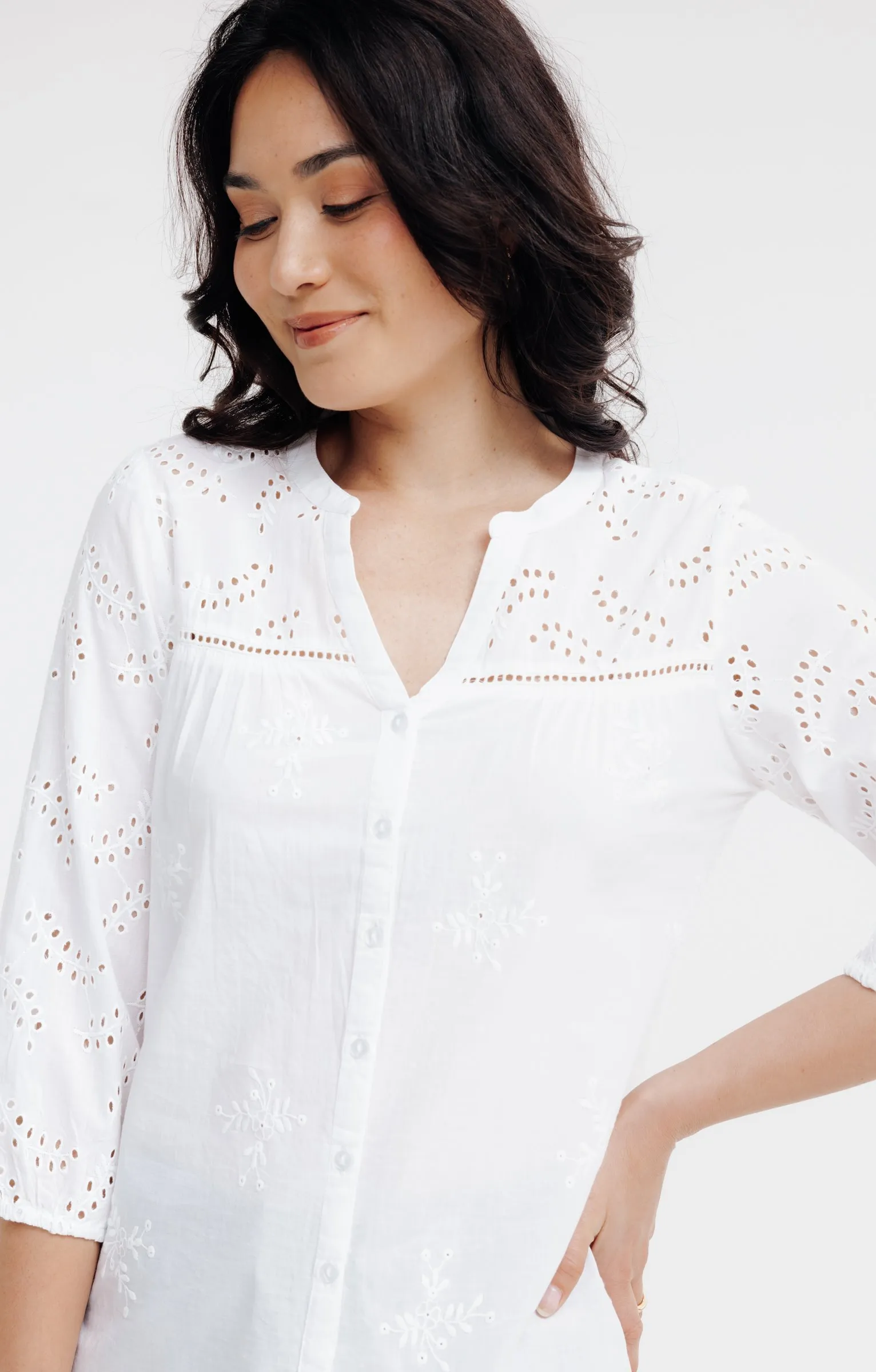 Blouse mix broderies unie  - 31,77 €