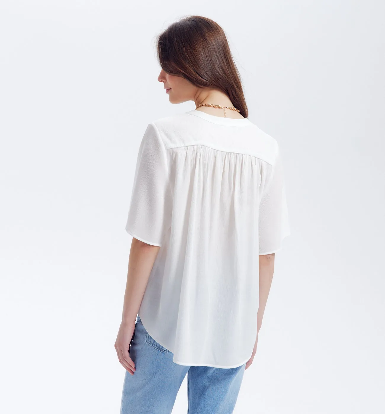 Blouse pailletée Femme - Ecru