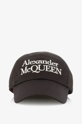 Casquette en gabardine brodée Alexander McQueen Signature