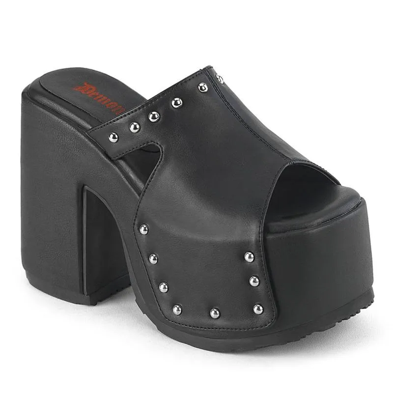 Chaussure gothique ouverte avec plateforme et gros talon carré 12 cm