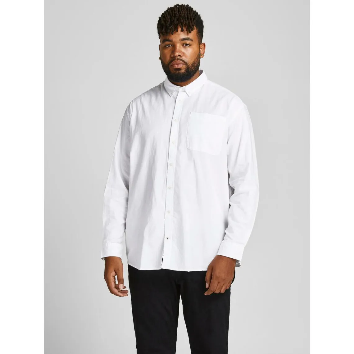 Chemise à boutons Slim Fit Col boutonné Manches longues Blanc en coton Trent | 3 Suisses