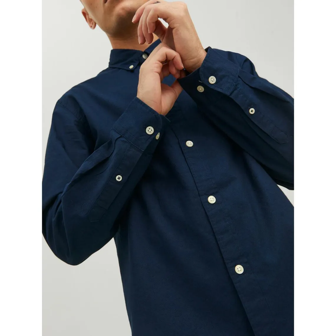 Chemise à boutons Slim Fit Col boutonné Manches longues Bleu Marine en coton Marc | 3 Suisses