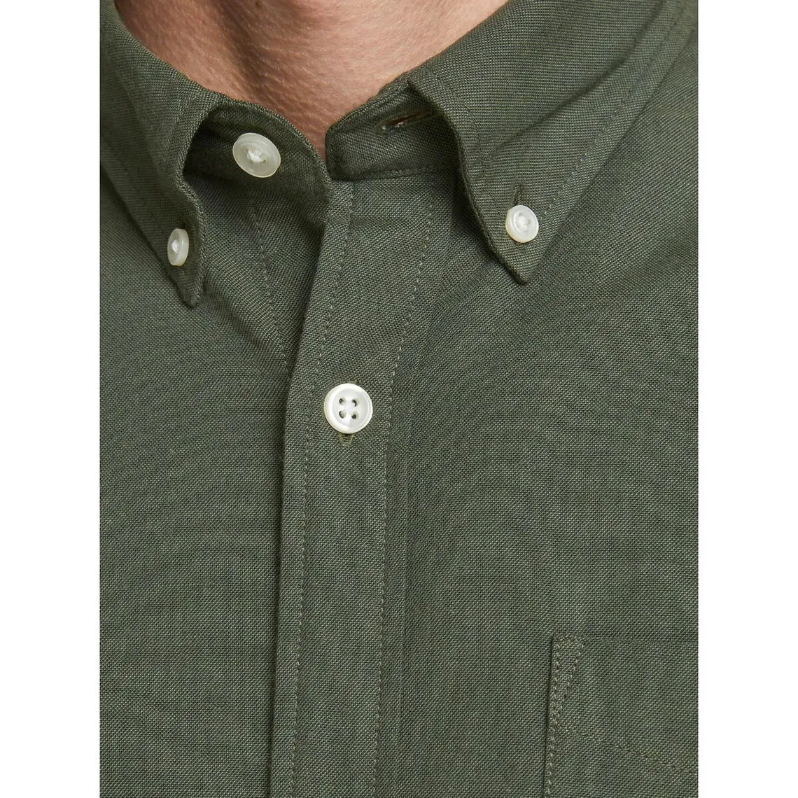 Chemise à boutons Slim Fit Col boutonné Manches longues Vert foncé en coton Tony | 3 Suisses