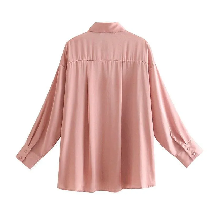 Chemise Année 80 Chic Rose Unie