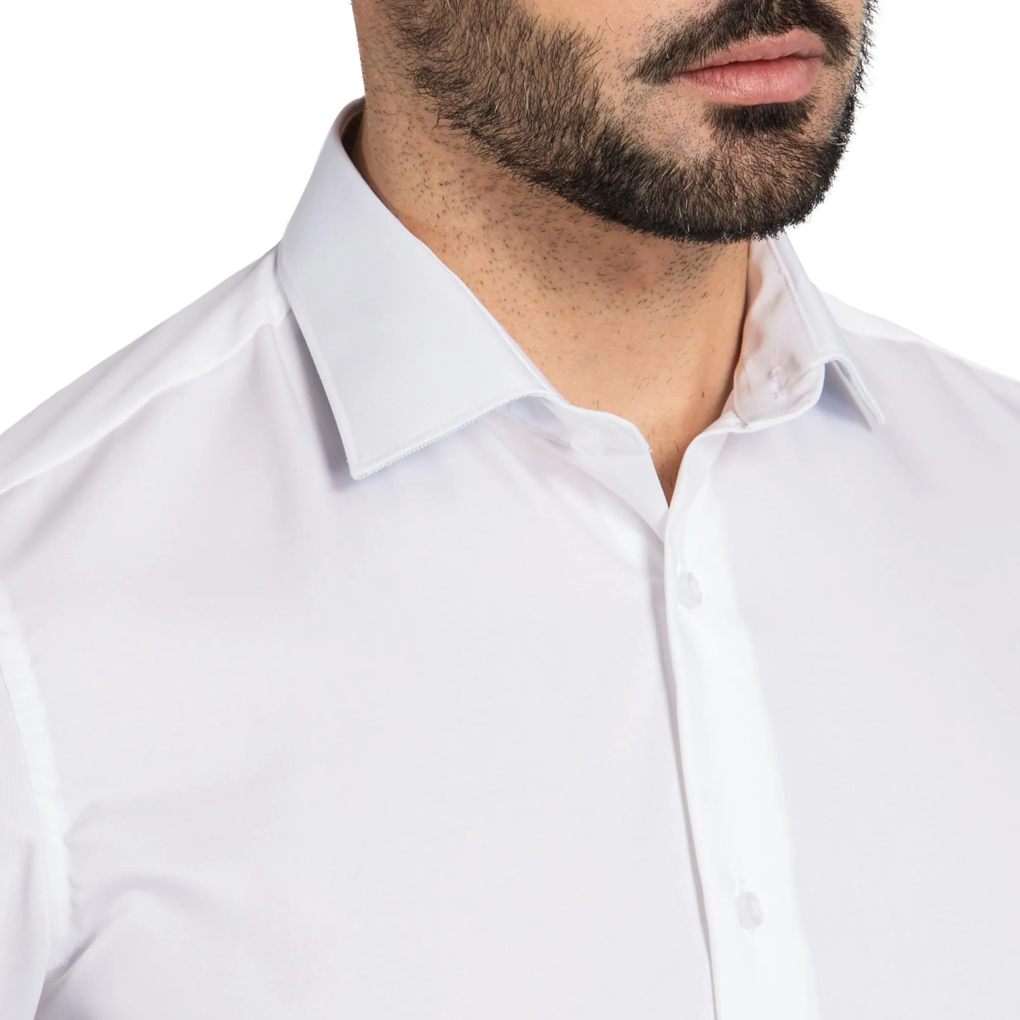 Chemise blanche slim fit poignet mousquetaire 100% coton infroissable