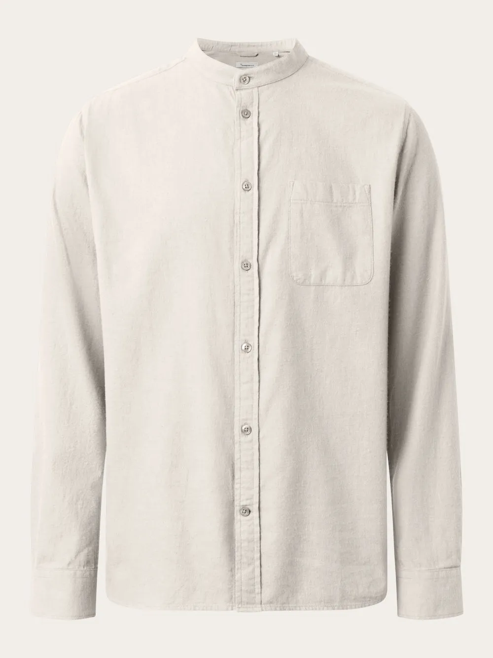 Chemise col mao en coton bio | gris "regular fit melangé flannel stand collar shirt greige" 1165 greige homme