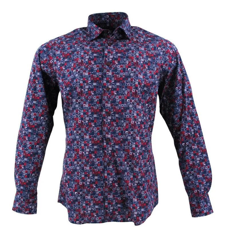 chemise fantaisie marine et rouge Marvelis Casual Fit