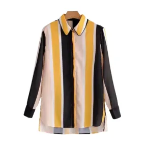 Chemise Femme jaune rayure Année 80