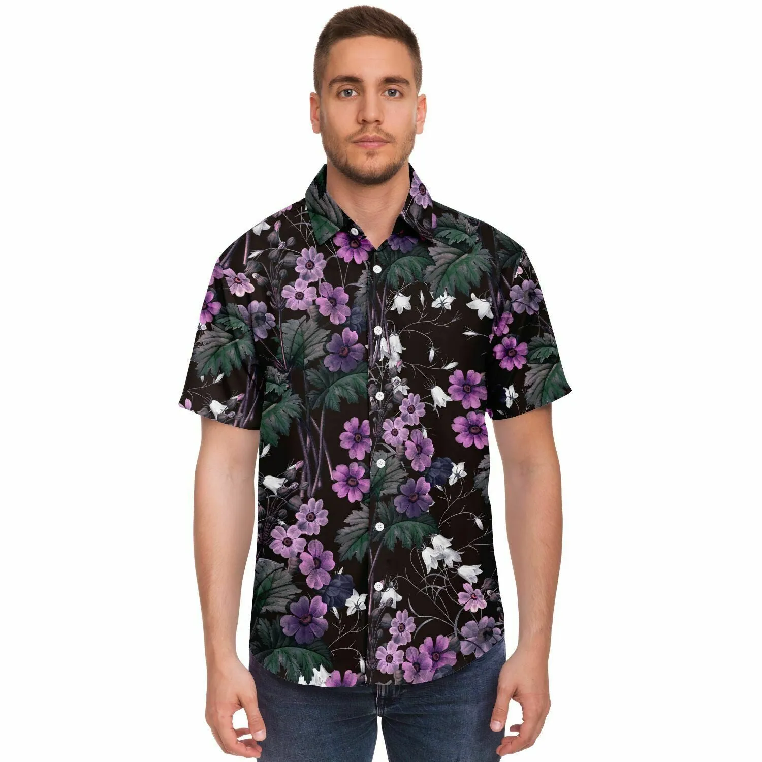 Chemise homme manches courtes à fleurs