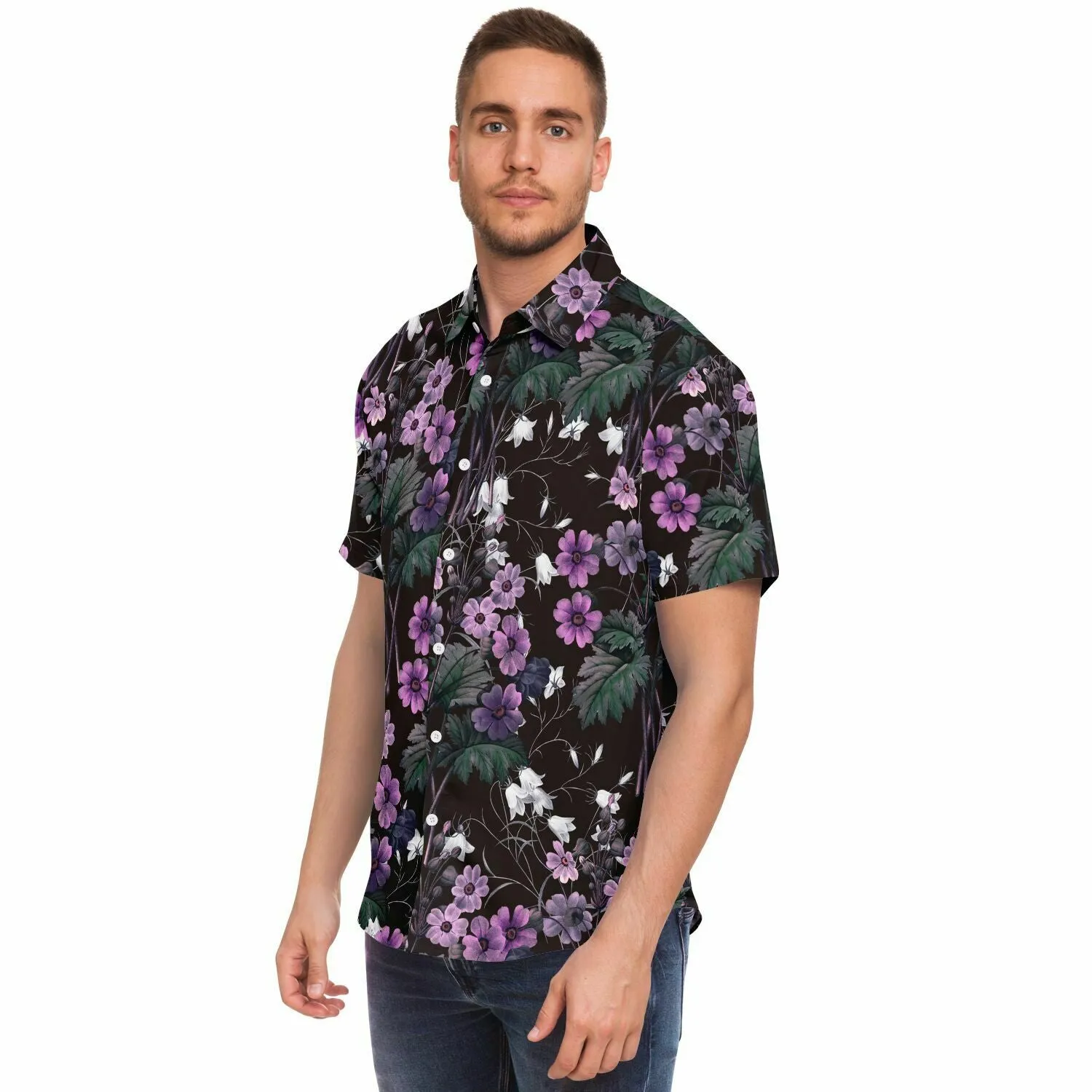 Chemise homme manches courtes à fleurs