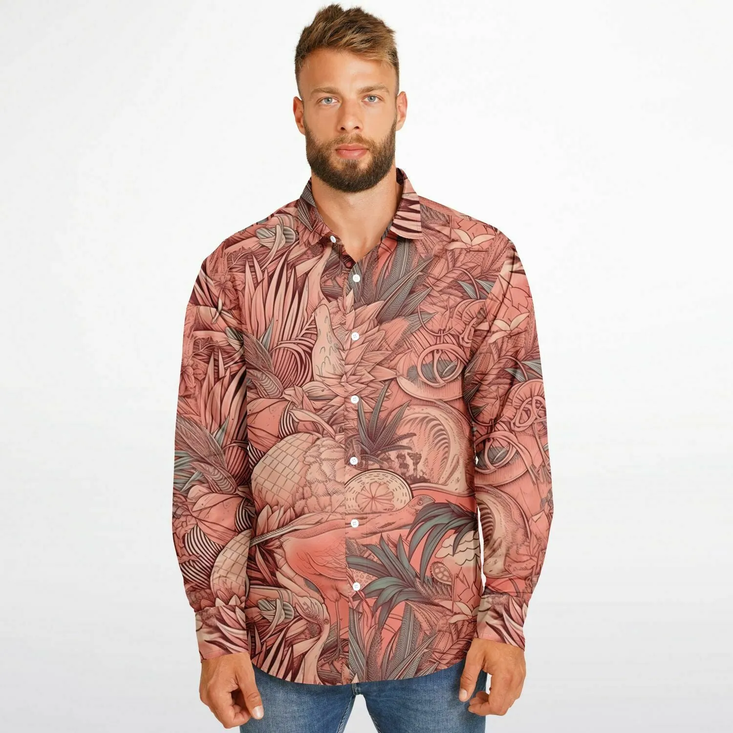 Chemise homme manches longues - Floral pale