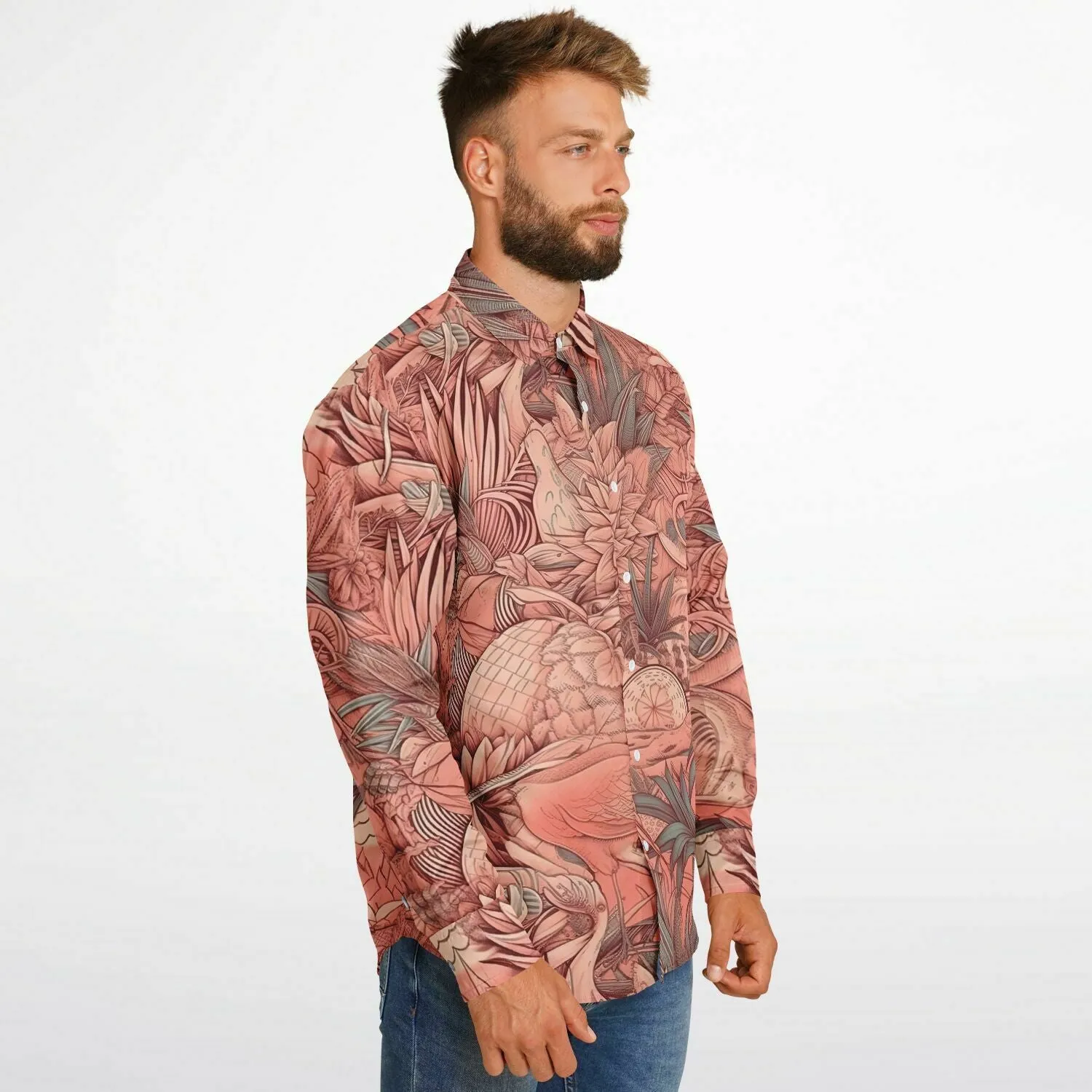 Chemise homme manches longues - Floral pale