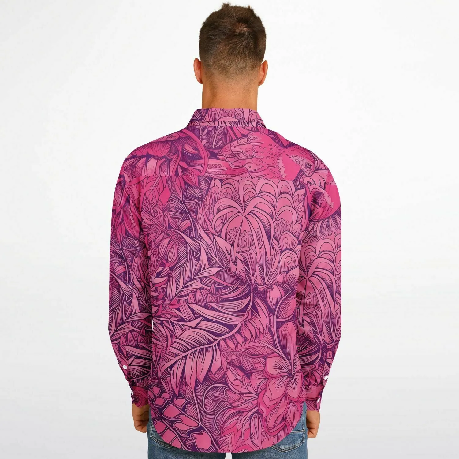 Chemise homme manches longues à fleurs