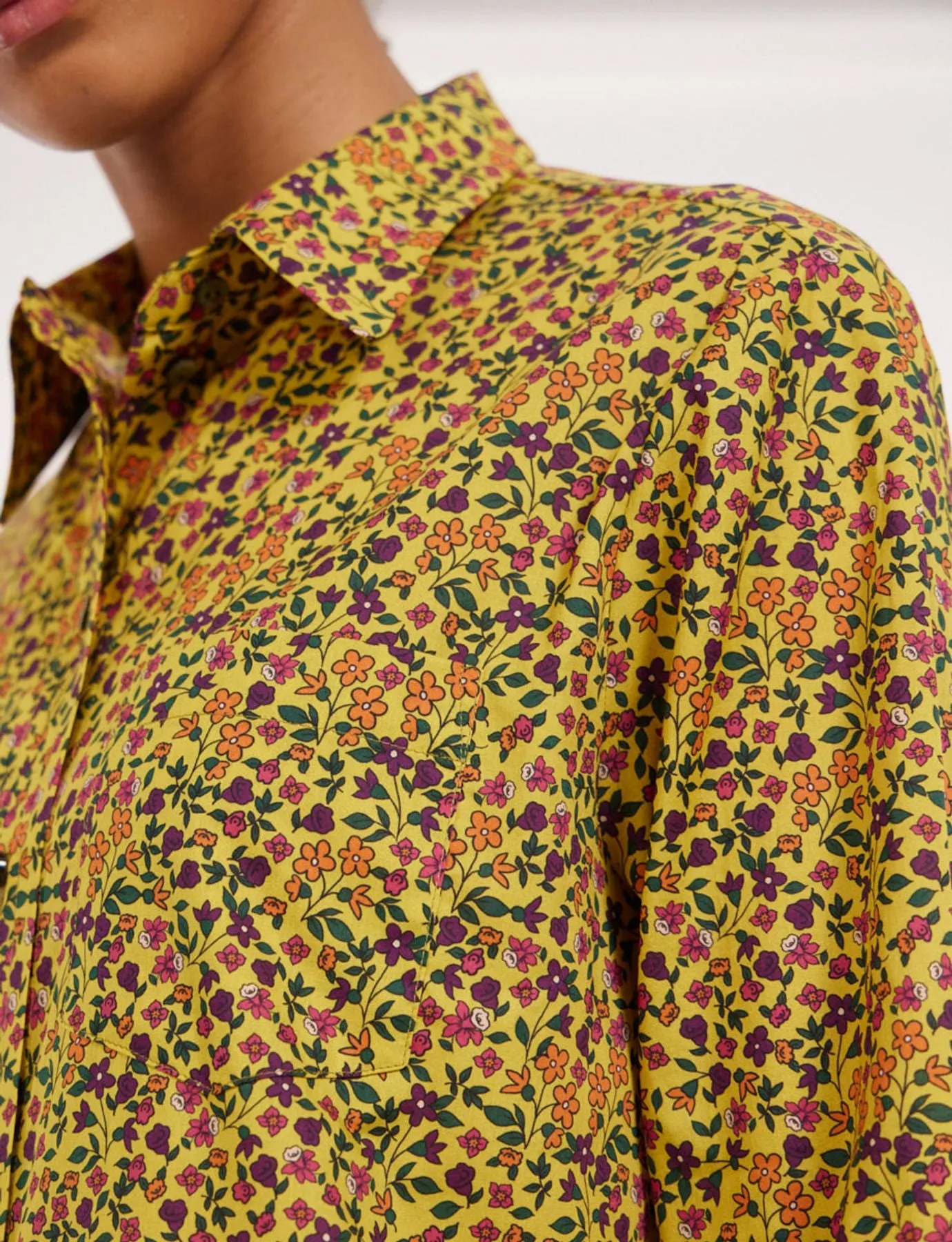 Chemise Maureen jaune à fleurs