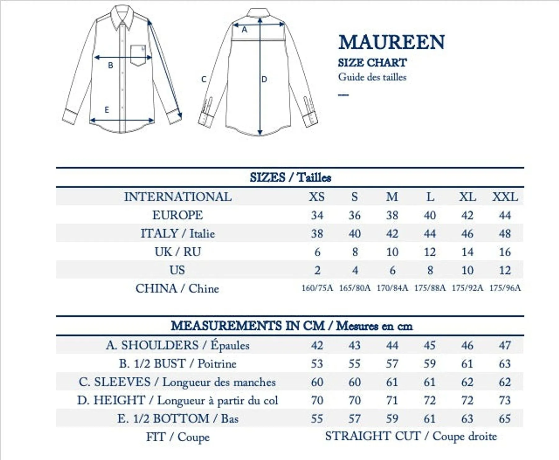 Chemise Maureen rayée marine/blanc