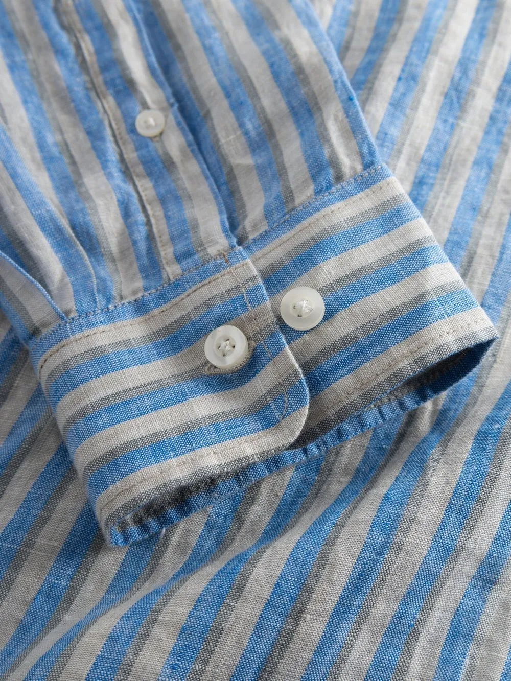 Chemise rayée bleue en lin bio - striped linen custom fit shirt stripe 8007 stripe homme