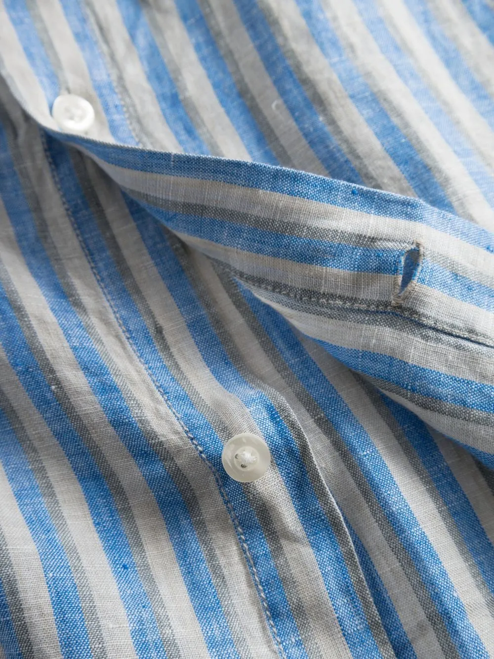 Chemise rayée bleue en lin bio - striped linen custom fit shirt stripe 8007 stripe homme