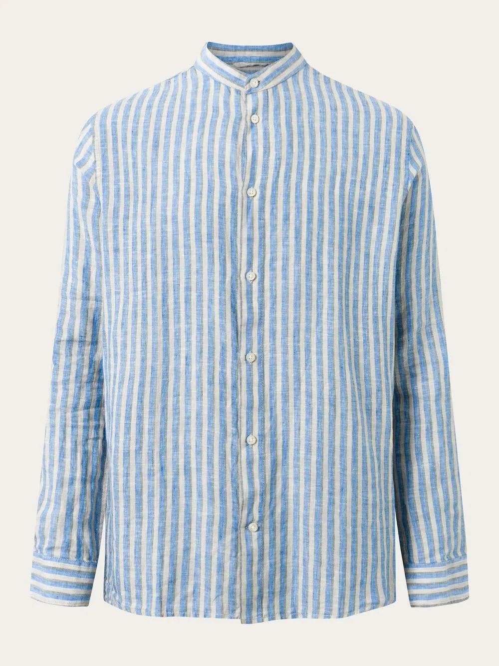 Chemise rayée bleue en lin bio - striped linen custom fit shirt stripe 8007 stripe homme