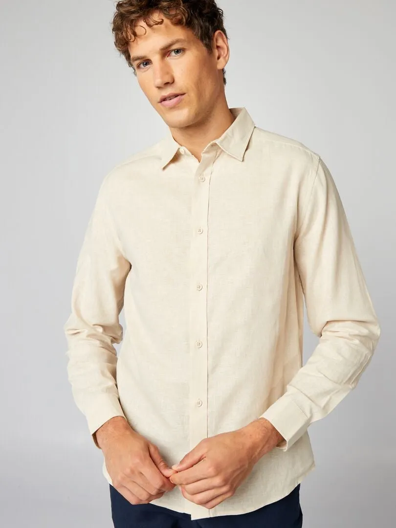 Chemise regular fit - beige