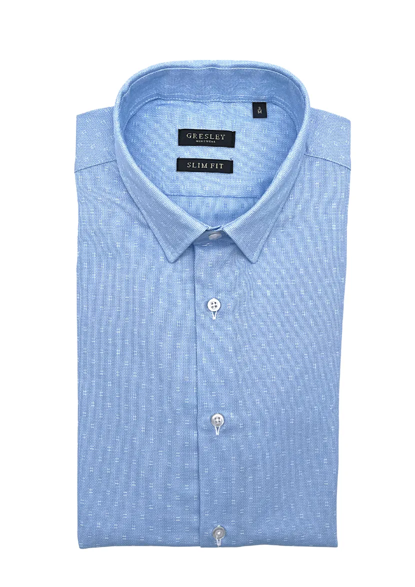 Chemise slim fit bleu ciel à motif ton sur ton - Homme - GRESLEY