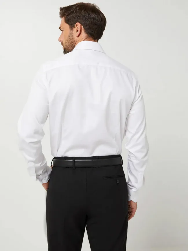 Chemise slim fit satin stretch blanc homme - Izac | wimod