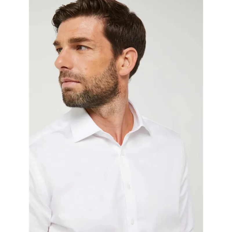 Chemise slim fit satin stretch blanc homme - Izac | wimod