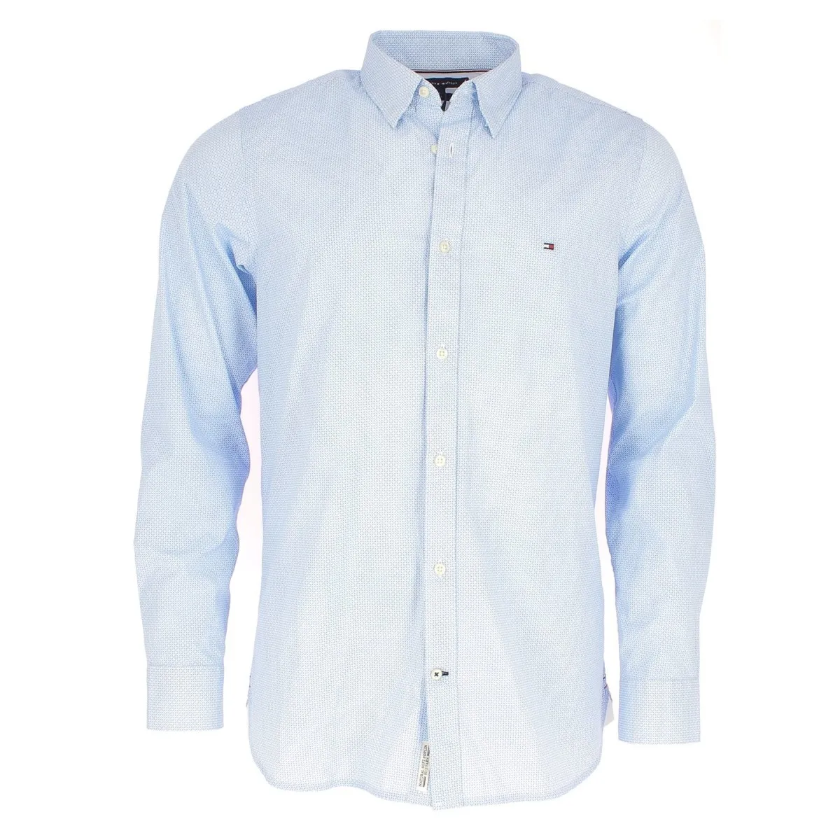 CHEMISE TOMMY HILFIGER SLIM FIT MANCHES LONGUES BLEU CIEL AVEC LOGO TOMMY