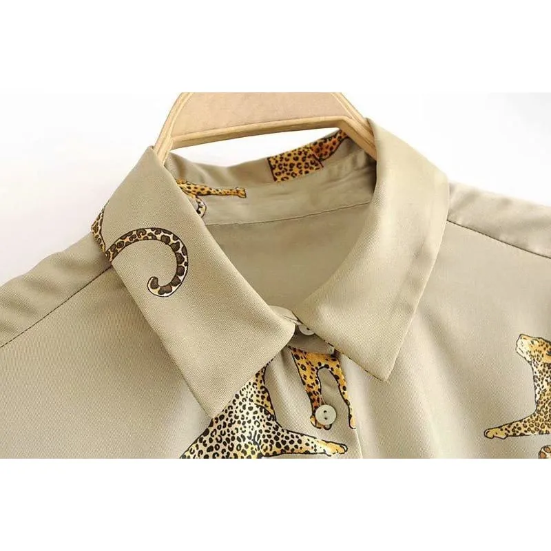 Chemise Vintage Beige motif animal