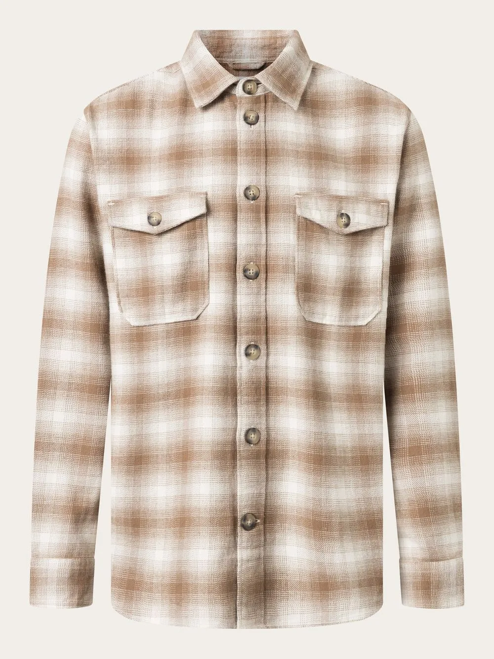 Chemise à carreaux en coton bio | beige "loose fit checkered flannel shirt beige check" 7030 beige check homme