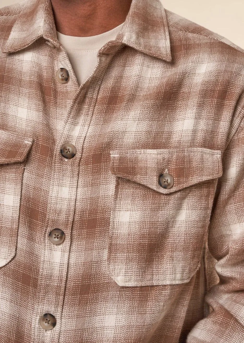 Chemise à carreaux en coton bio | beige "loose fit checkered flannel shirt beige check" 7030 beige check homme