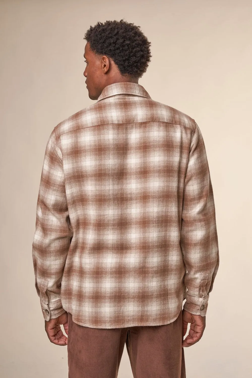 Chemise à carreaux en coton bio | beige "loose fit checkered flannel shirt beige check" 7030 beige check homme