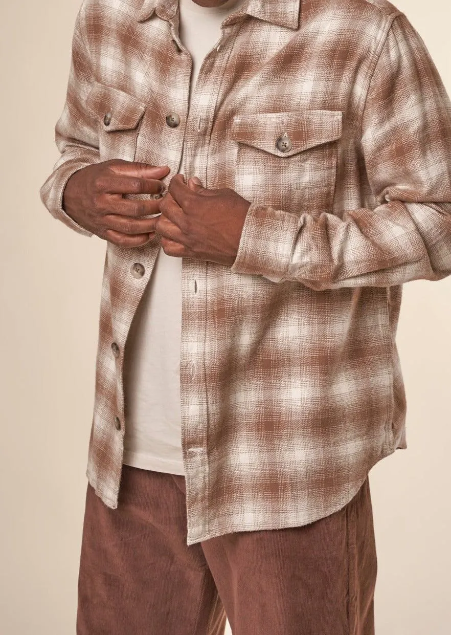 Chemise à carreaux en coton bio | beige "loose fit checkered flannel shirt beige check" 7030 beige check homme