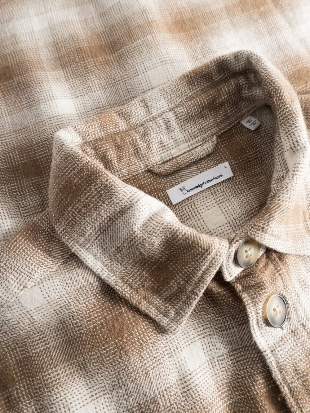 Chemise à carreaux en coton bio | beige "loose fit checkered flannel shirt beige check" 7030 beige check homme