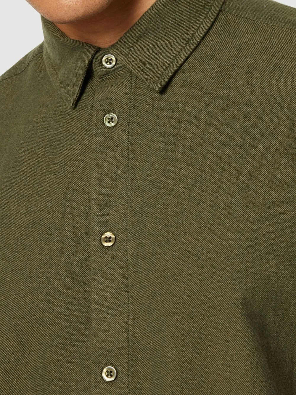 Chemise épaisse en coton bio | vert "regular fit heavy twill flannel shirt forrest night" 1090 forrest night homme