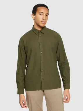 Chemise épaisse en coton bio | vert "regular fit heavy twill flannel shirt forrest night" 1090 forrest night homme