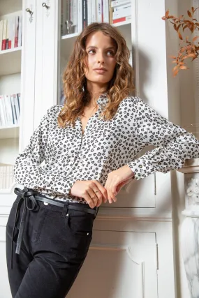 Chemisier Clemence imprimé soyeux - Leopard