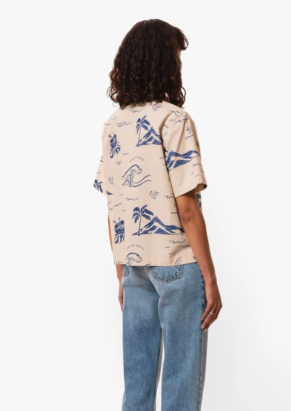 Chemisier en coton bio | écru à motifs "moa waves hawaii shirt ecru" femme