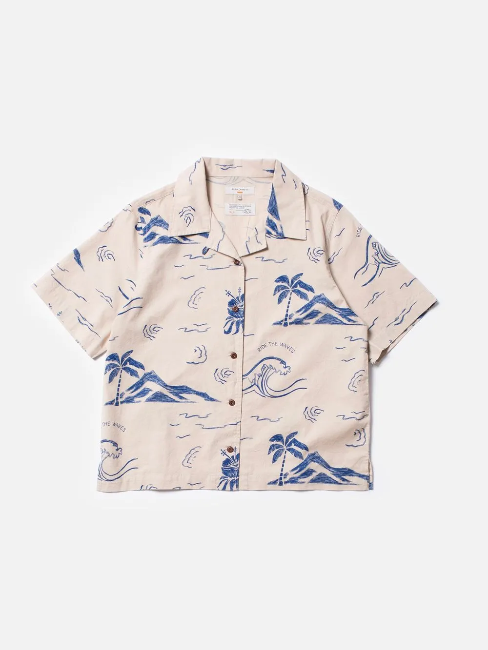 Chemisier en coton bio | écru à motifs "moa waves hawaii shirt ecru" femme