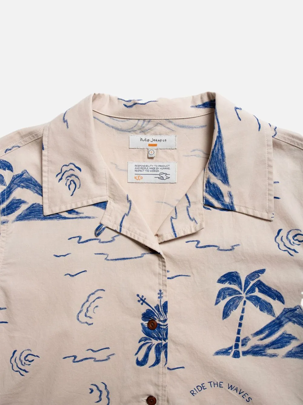 Chemisier en coton bio | écru à motifs "moa waves hawaii shirt ecru" femme